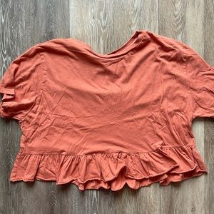 Peach Cropped Ruffled Tank